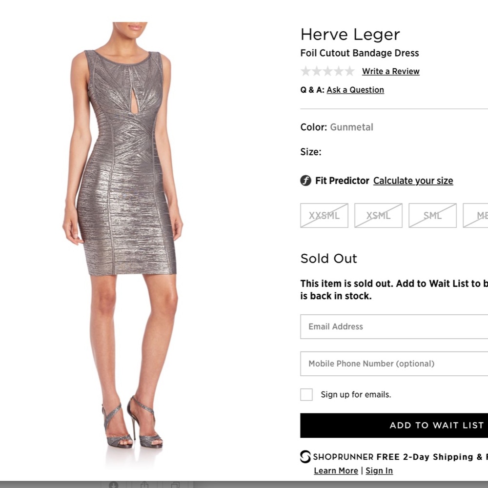Authentic Herve Leger Foil Cutout Bandage Dress